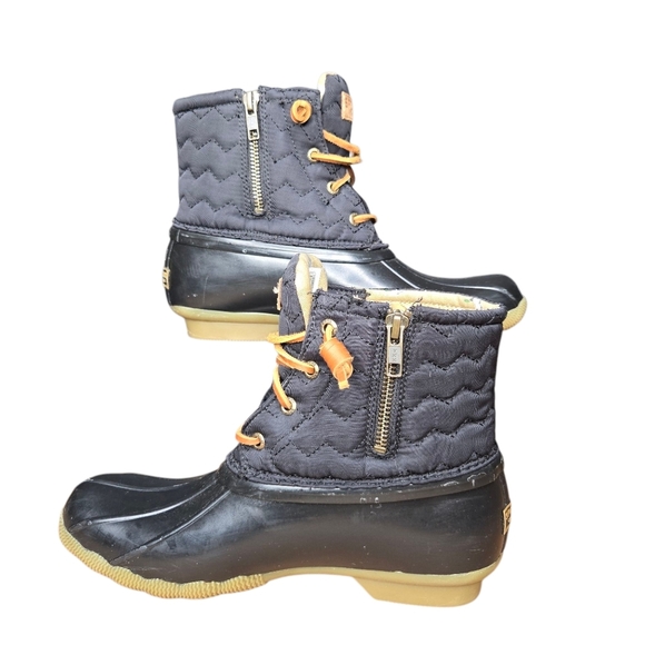 Sperry Womens STS84367 Black Top Sider Quilted Saltwater Duck Rain Boots Size 8 - Picture 3 of 11